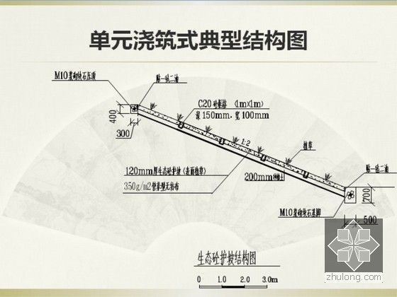 绿化混凝土河道边坡生态防护技术（图文并茂）-单元浇筑式典型结构图