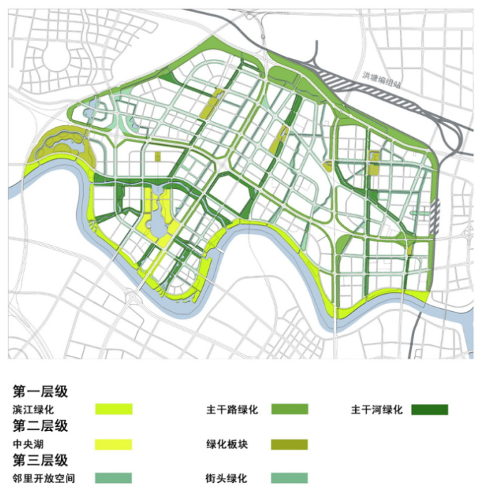 [浙江]综合型滨江生态水岸低碳创新产业城市规划设计方案（2017最新）-绿化系统分析