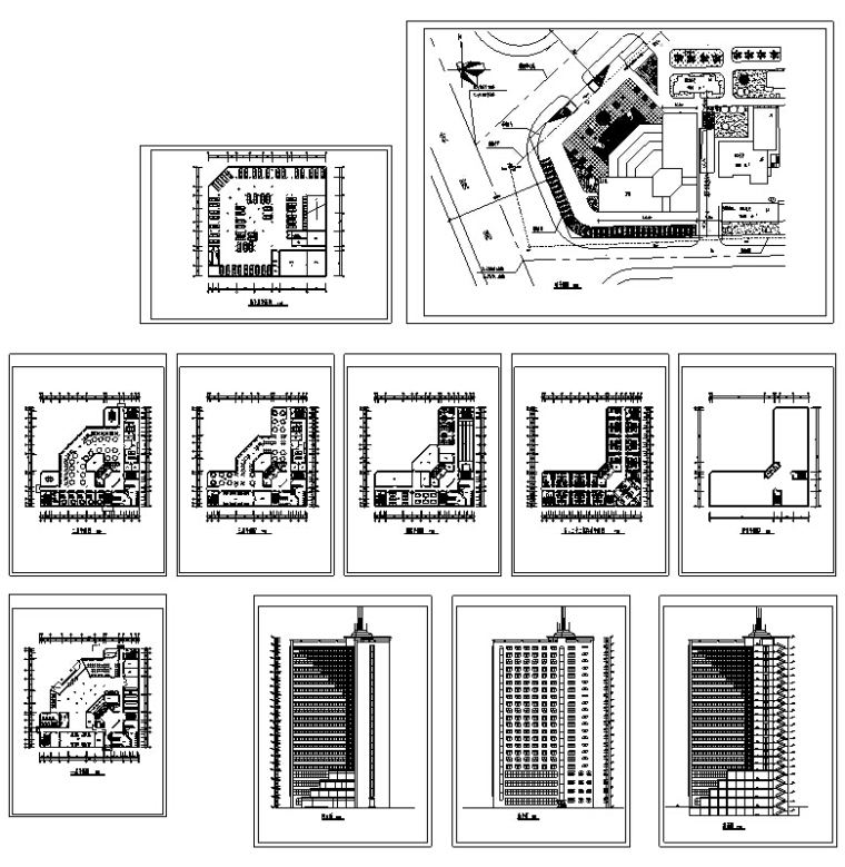 6套宾馆酒店建筑设计初设图CAD-现代高层宾馆酒店建筑设计施工图2