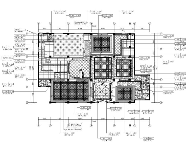 HWCD-上海皇家花园会所装修设计施工图+设计方案+效果图-5一层地坪布置图