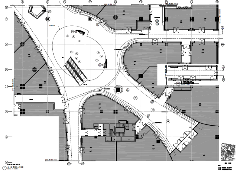 现代大型商业广场设计施工图设计-局部放大平面图