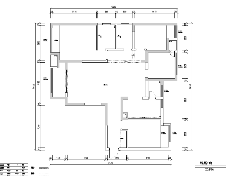 中央华城台湾风145平米住宅设计施工图（附效果图）-原有建筑平面图