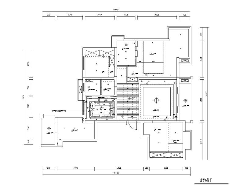 [江苏]常熟世茂三期现代简约风格现代简约室内施工图设计（附实景图）-顶面布置图