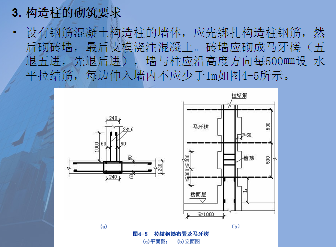 砌筑工程施工工艺及质量管控讲解（82页）-构造柱的砌筑要求