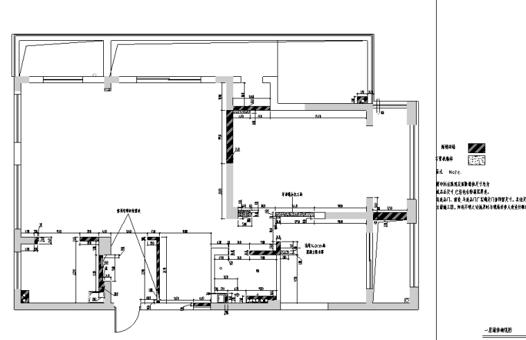 新湖果岭港式风260平米住宅设计施工图（附效果图）-墙体砌筑图