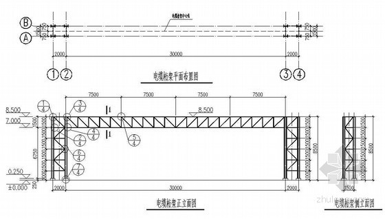 钢桁架结构桥资料下载-钢结构电缆桁架桥平面节点详图设计