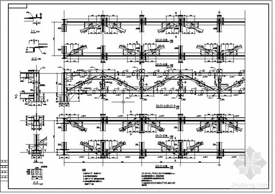 24米钢管桁架结构资料下载-某24米跨钢结构桁架节点构造详图