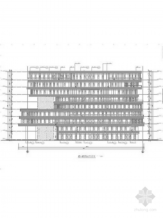 [福建]9层玻璃幕墙办公楼建筑设计施工图（2014年图纸 图纸精细 顶级建筑事务所）-9层玻璃幕墙办公楼建筑立面图