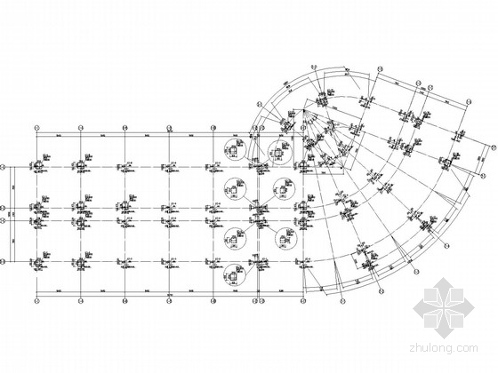 弧形木花架施工图资料下载-弧形办公楼框架结构施工图