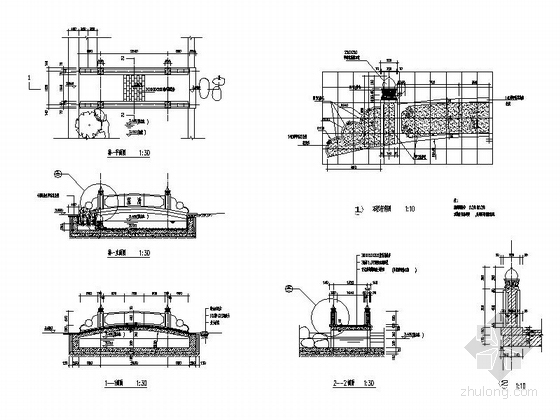 [苏州]高层住宅花园景观环境设计施工图-桥体剖面图