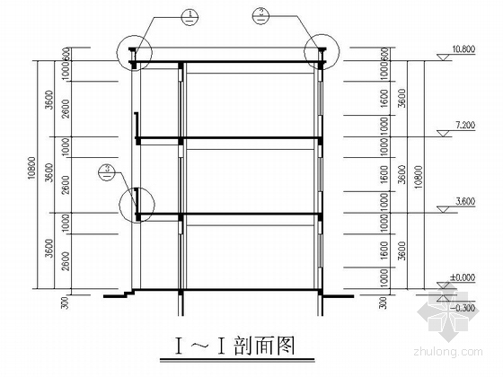 [安徽]多层简洁初级中学教学楼及宿舍建筑施工图-多层简洁初级中学教学楼及宿舍剖面图