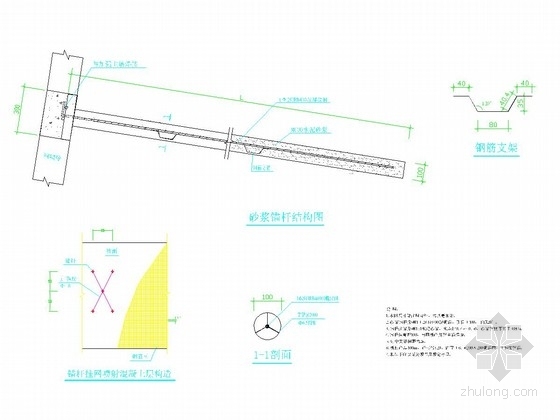 [浙江]锚喷支护边坡治理施工图-锚杆、网喷砼大样图 