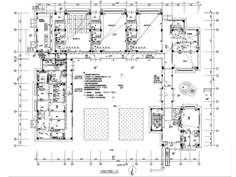 [福建]幼儿园多层建筑全套电气设计施工图（节能设计2015年）-一层电气平面图.jpg