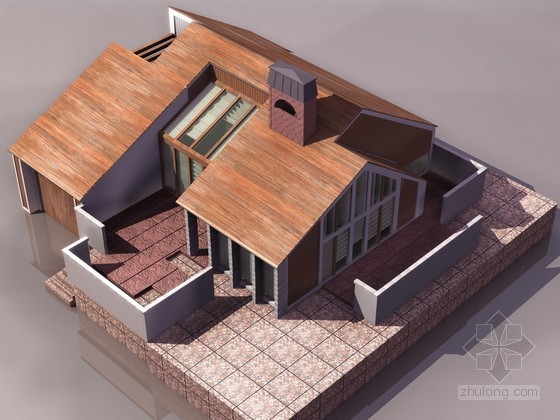 室外建筑效果图模型资料下载-原木住宅建筑效果图模型