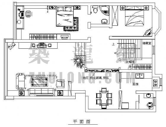 广电楼平面图CAD资料下载-复式楼平面图