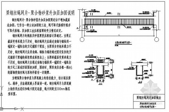 钢丝绳网片加固资料下载-某梁钢丝绳网片主梁全面加固节点图