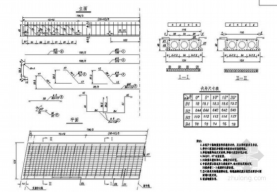 空心板桥梁钢模板资料下载-8米（0~20度）钢筋混凝土空心板中板钢筋构造节点详图设计
