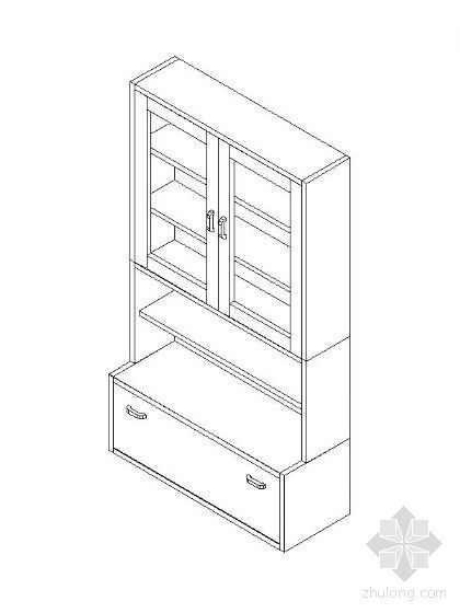 书柜柜子CAD图块资料下载-书柜CAD三维图块11