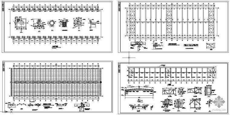 32m简支钢梁资料下载-某32m跨桁架钢构厂棚方案图