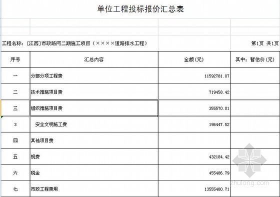 市政排水工程报价表资料下载-[江西]市政路网排水工程投标工程量清单预算（2012）