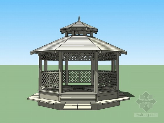 管井亭子su模型资料下载-亭子sketchup模型下载