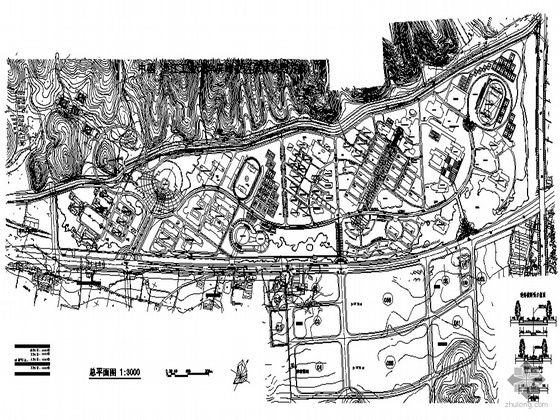 大学校区总平面图dwg资料下载-[浙江]某大学校区总体规划方案（学生作品）