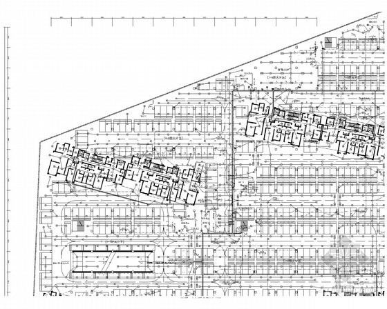 办公楼地下车库平面资料下载-大型高层办公楼地下车库弱电系统施工图纸