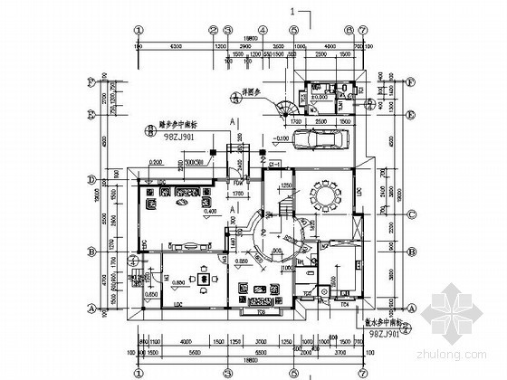 某三层现代中式别墅建筑施工图- 