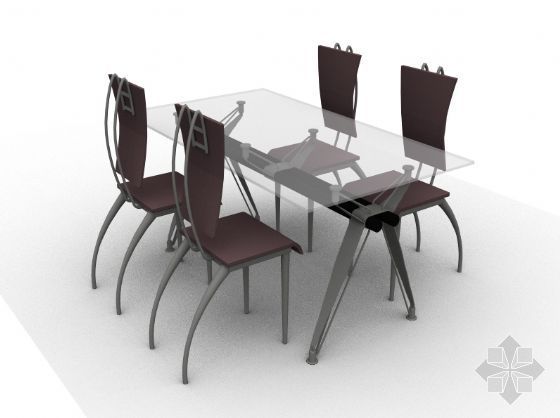 草图模型桌椅组合四人资料下载-餐桌椅组合