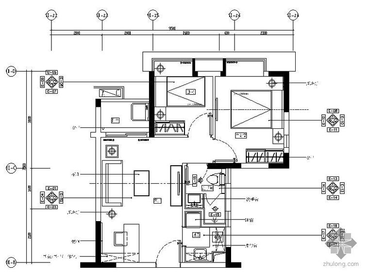 南北通透两居室户型资料下载-[广东]某商品房小户型两居室施工图4期