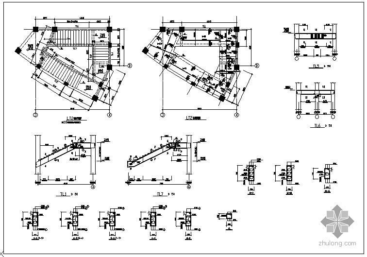结构配筋详图资料下载-某LT2楼梯配筋及结构平面节点构造详图