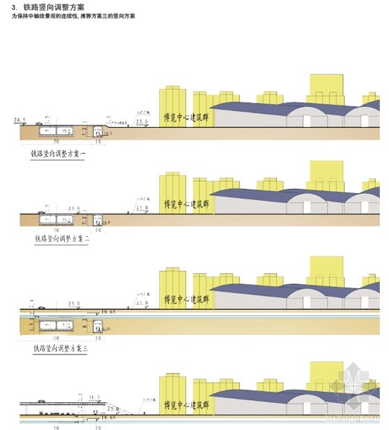 [武汉]某国际博览中心设计文本-铁路竖向调整方案