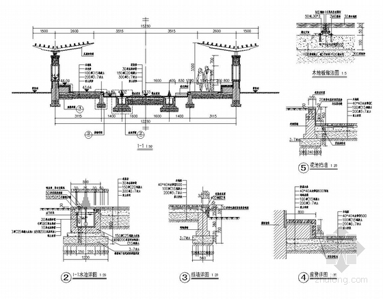 现代中式风格居住小区园林景观工程施工图-入口节点详图