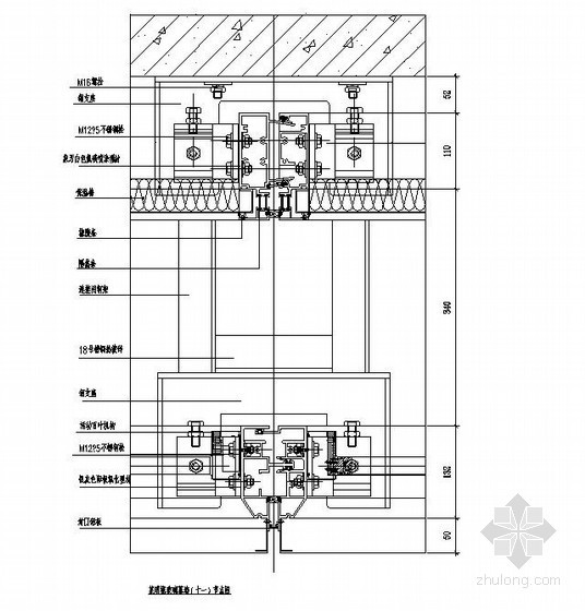 全明框玻璃幕墙竖剖节点图资料下载-某明框玻璃幕墙（十一）节点图