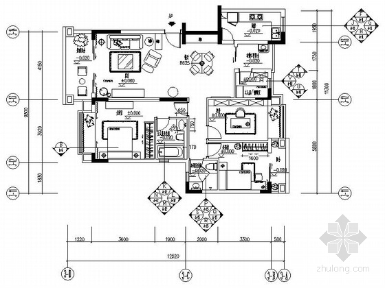 现代风格室内装修图资料下载-一套完整现代风格小三居室内装修施工图