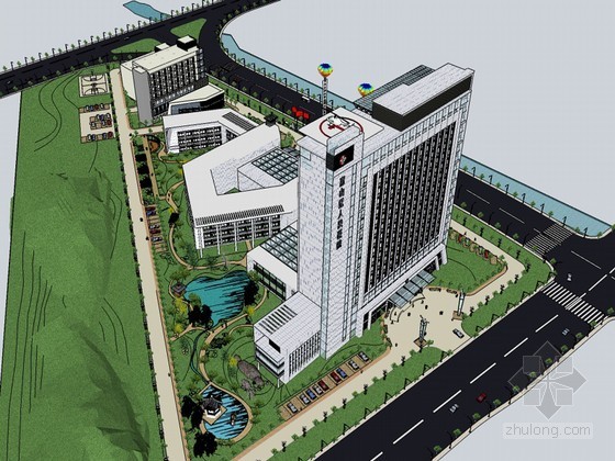 揭东第四人民医院资料下载-地区人民医院SketchUp模型下载