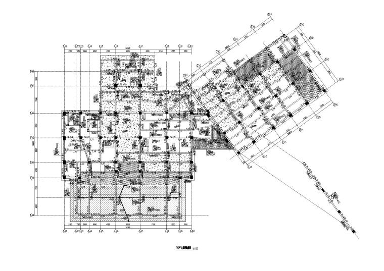 [四川]五星级酒店结构施工图（框剪/框架）-酒店spa区三层梁配筋图