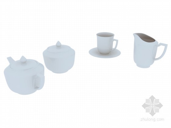 比萨斜塔茶具套装资料下载-白色茶具3D模型下载