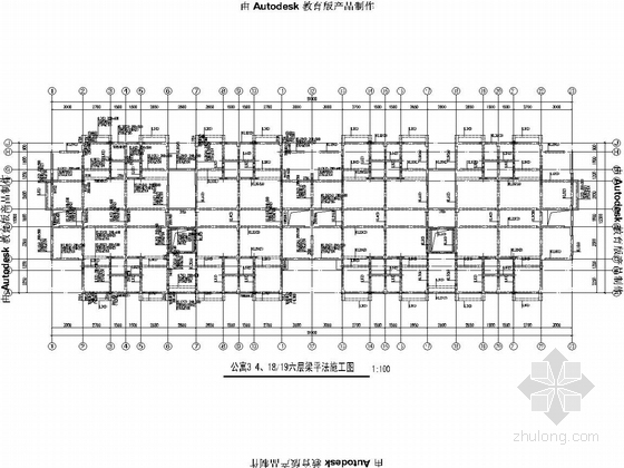 [重庆]框支异形柱框架剪力墙结构公寓结构图（地下二层车库）-公寓3/4、18/19六层梁平法施工图