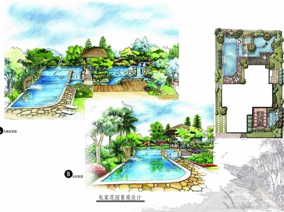 [广东]别墅景观设计24例（手绘图）-手绘图