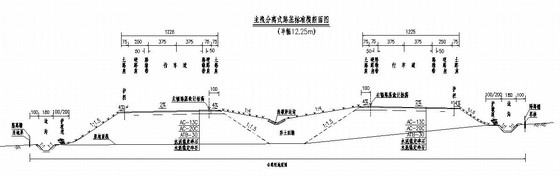 [河北]高速公路路面工程竣工图101张（含桥梁 隧道）-标准横断面图 