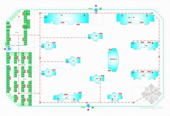[安徽]高层住宅小区施工组织设计（近700页横道图网络图平面图）-安全文明施工现场平面布置图 
