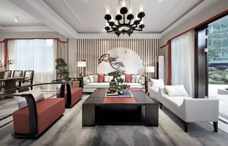 新中式沙发背景墙设计，美得像幅画！_14