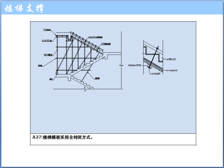 土建施工全工艺流程图解（173页PPT，图文详细）-楼梯支撑