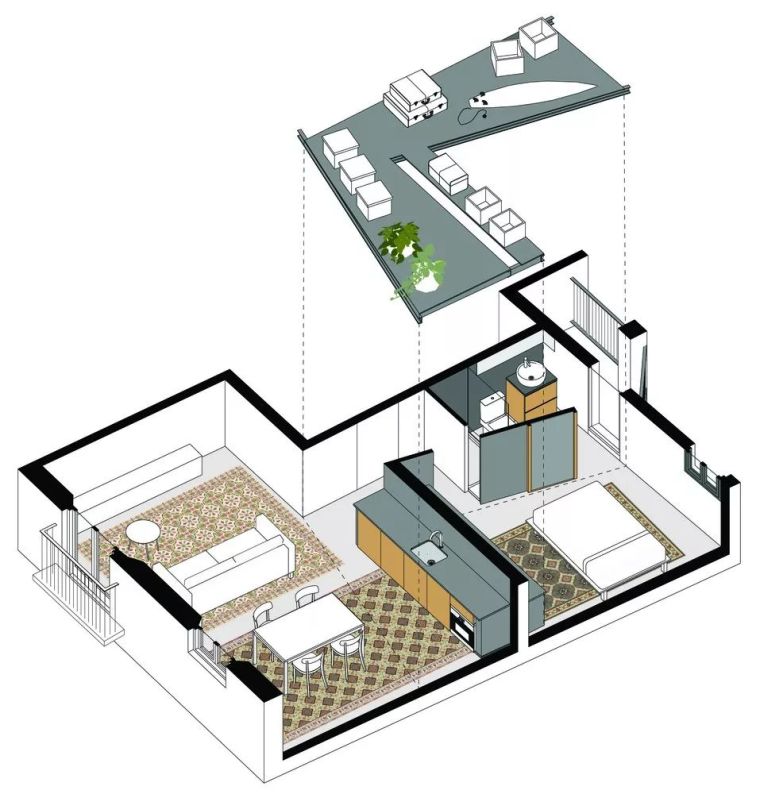 45m²的小户型公寓如何利用好光线，改造为“绿色之家”_12