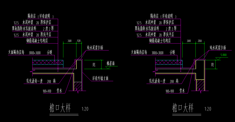 女儿墙CAD大样详图-檐口大样CAD大样图