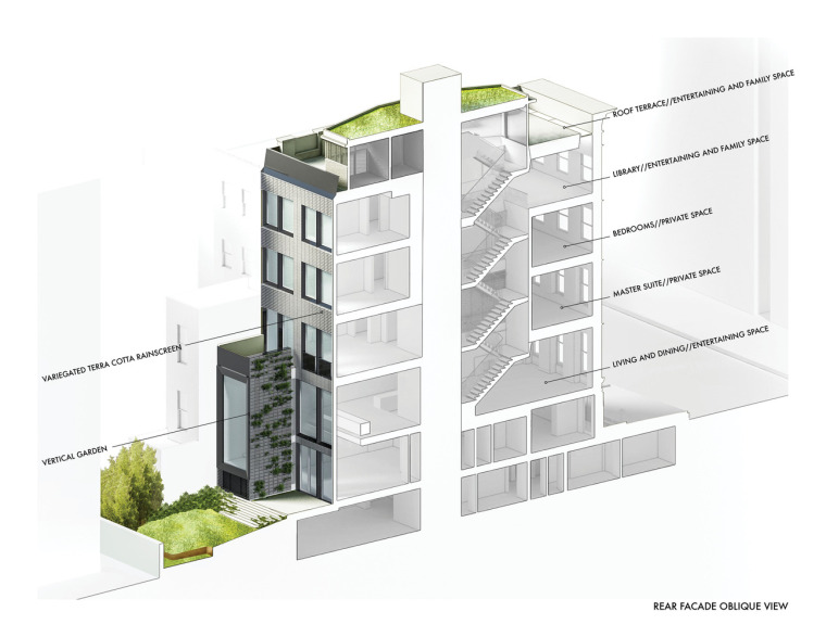 美国上东区住宅改造-MKCA_09_Rear_Facade_Section