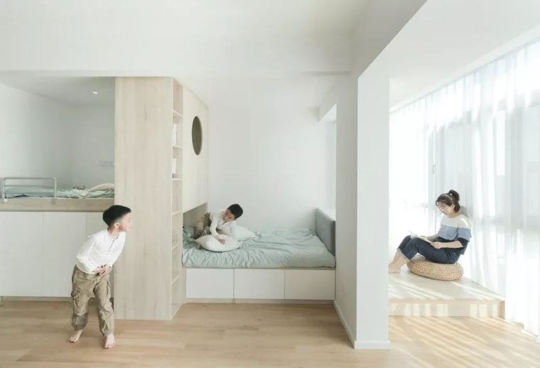 50平一室改两室户型图资料下载-59㎡小屋，一家四口却住得舒服又自在！