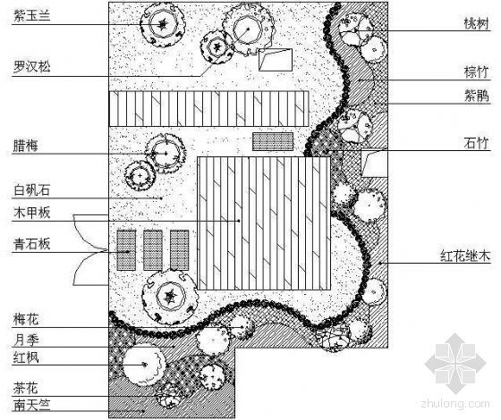 花园景观设计尺度资料下载-某屋顶花园景观设计平面