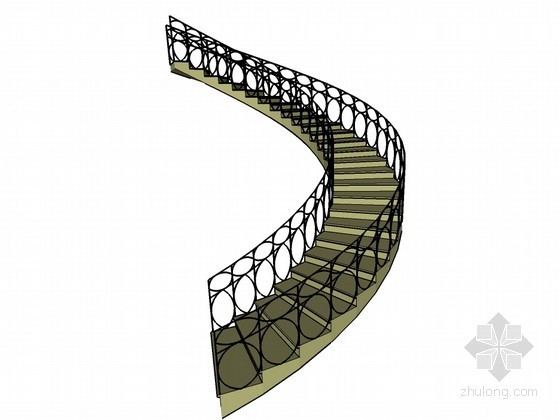 CAD模型旋转楼梯资料下载-旋转楼梯su模型